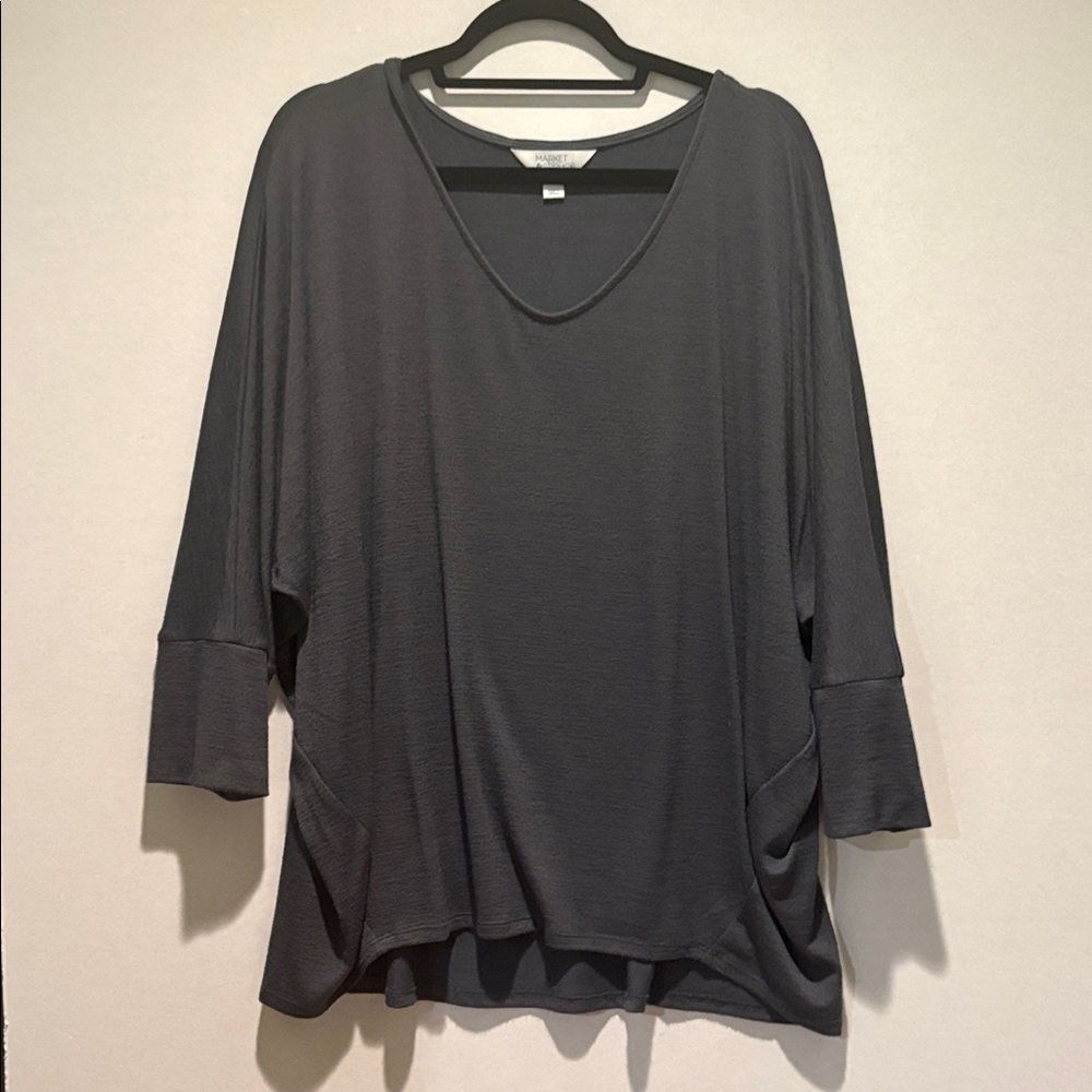 Market & Spruce - Liraven V Neck Dolman Knit Top, Sweater, Size XXL. Grey NWOT - Picture 2 of 12